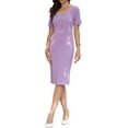 thumbnail image 1 of INSPIRE CHIC Elegant Dress for Women's Short Sleeve Square Neck Button Business Work Casual Sheath Dresses S Purple, 1 of 6