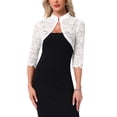 thumbnail image 1 of INSPIRE CHIC Elegant Lace Bolero Shrug for Women Halloween 3/4 Sleeve Sheer Floral Lace Cardigan Top 2XL White, 1 of 6