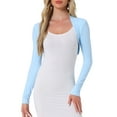 thumbnail image 1 of INSPIRE CHIC Women's Bolero Shrugs Long Sleeves Open Front Cotton Knit Crop Shrugs XL Light Blue, 1 of 7