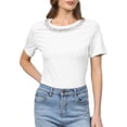 thumbnail image 1 of INSPIRE CHIC Elegant Women's Sparkly Blouse with Rhinestone Tops for Cocktails and Parties XL White, 1 of 5