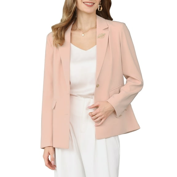 INSPIRE CHIC Elegant Women's Spring Blazer with Brooch for Business Work Suit 2026 2XL Pink