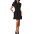 thumbnail image 1 of INSPIRE CHIC Elegant Work Dresses for Women's Tie Neck Puff Short Sleeve Business Office Short Dress XS Black, 1 of 5