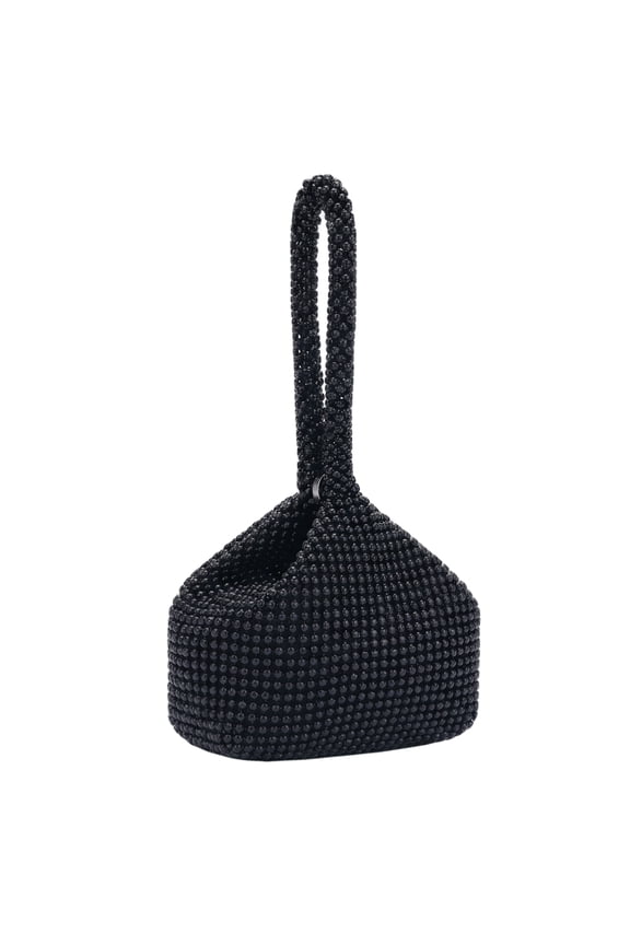Evening Bag Triangle Clutch Purse with Beads for Women Black