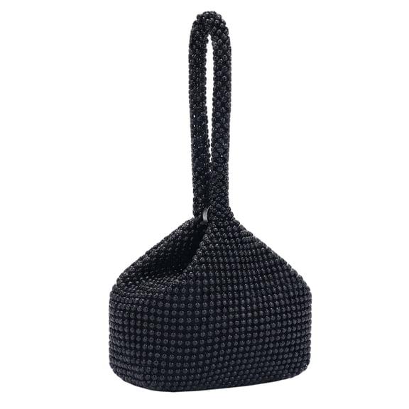 INSPIRE CHIC Evening Bag Triangle Clutch Purse with Beads for Women Black