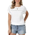 thumbnail image 1 of INSPIRE CHIC Eyelet Tops for Women's Short Sleeve Hollow Out Summer Dressy Casual Top S White, 1 of 6