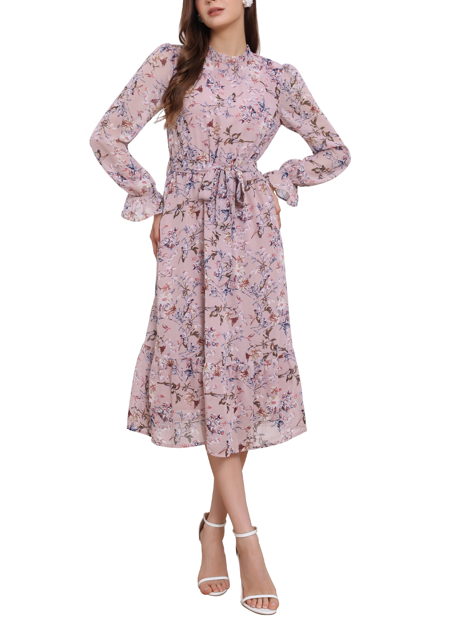 green emerald velvet dress Pleated Chiffon Floral Midi Dress
