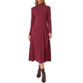 thumbnail image 1 of INSPIRE CHIC Fall Ribbed Knit Dresses for Women Mock Neck Casual Long Sleeve Maxi Dress M Wine Red, 1 of 6