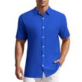 thumbnail image 1 of INSPIRE CHIC Men's Shirts Short Sleeve Button Down Beach Summer Point Collar Shirt L Royal Blue, 1 of 5