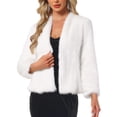 thumbnail image 1 of INSPIRE CHIC Faux Fur Cropped Jacket for Women Casual Long Sleeve Winter Coat Shaggy Warm Outerwear XS White, 1 of 6