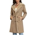 thumbnail image 1 of INSPIRE CHIC Faux Fur Lapel Coat for Women's Fashion Double-Breasted Winter Warm Coats M Khaki, 1 of 6