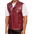 thumbnail image 1 of INSPIRE CHIC Faux Leather Vest for Men's Motorcycle Biker Sleeveless Jacket Zipper Riding PU Vest M Burgundy, 1 of 5