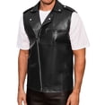thumbnail image 1 of INSPIRE CHIC Faux Leather Vest for Men's Motorcycle Biker Sleeveless Jacket Zipper Riding PU Vest S Black, 1 of 5