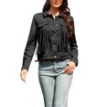 thumbnail image 1 of INSPIRE CHIC Faux Suede Fringe Jacket for Women's Button Down Long Sleeve Western Vintage Jackets XS Black, 1 of 5