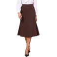 thumbnail image 1 of INSPIRE CHIC Fishtail Skirt for Women Panel High Waist Side Pockets Work Office Midi Skirts XS Dark Brown, 1 of 6