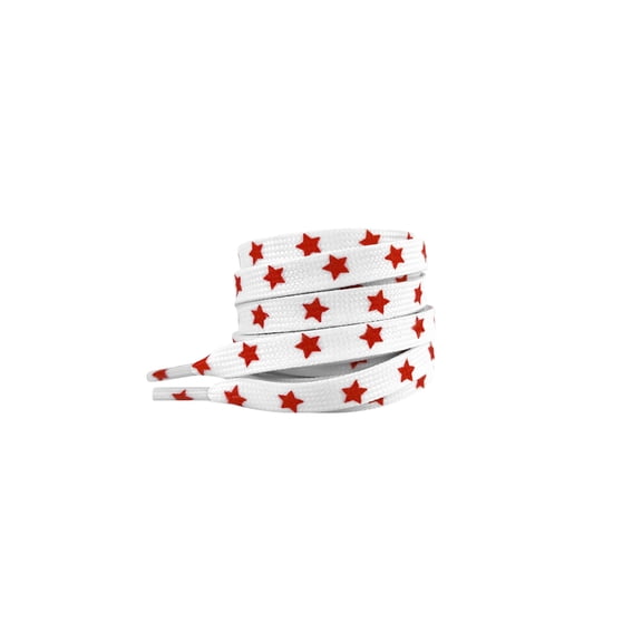 INSPIRE CHIC Flat Shoelaces Colored Star Patterned Printed Shoe Laces for Sneakers Boots Sport Shoes 1 Pair White-Red Star 160cm/63.0"