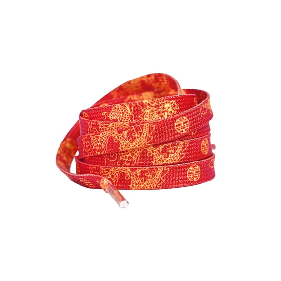 INSPIRE CHIC Flat Thin Shoelaces Dragon Phoenix Auspicious Clouds Red Canvas Shoes Sneakers Shoelaces Wedding Celebration Red 03 140cm/55.1"