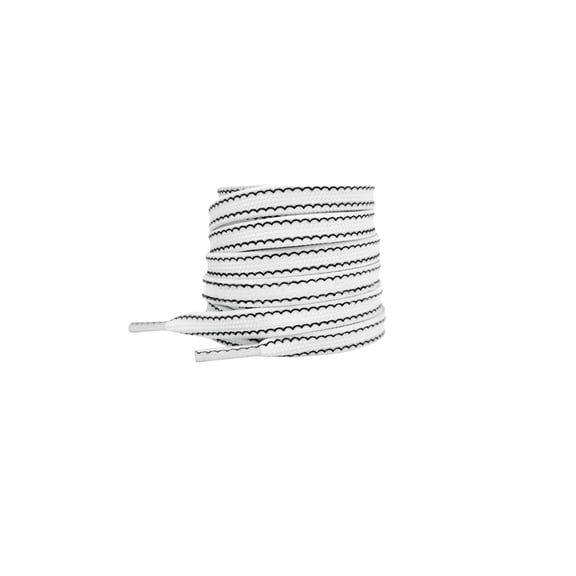 INSPIRE CHIC Flat White Shoelaces Colorful Wave Pattern Shoe Laces Strings for Sneakers Sport Shoes 1 Pair Black 120cm/47.2"