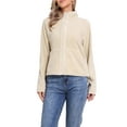 thumbnail image 1 of INSPIRE CHIC Fleece Short Jacket for Women Button Down Lightweight Long Sleeve Soft Fall Crop Jackets with Pockets XS Beige, 1 of 6