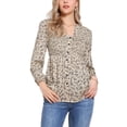 thumbnail image 1 of INSPIRE CHIC Floral Blouse for Women 2025 V Neck Comfy Tee Long Sleeves Shirts Casual Smocked Tunic Tops XL Apricot, 1 of 5