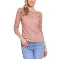 thumbnail image 1 of INSPIRE CHIC Women's Floral Lace Top 3/4 Sleeve Crew Neck Blouse XL Pink, 1 of 6