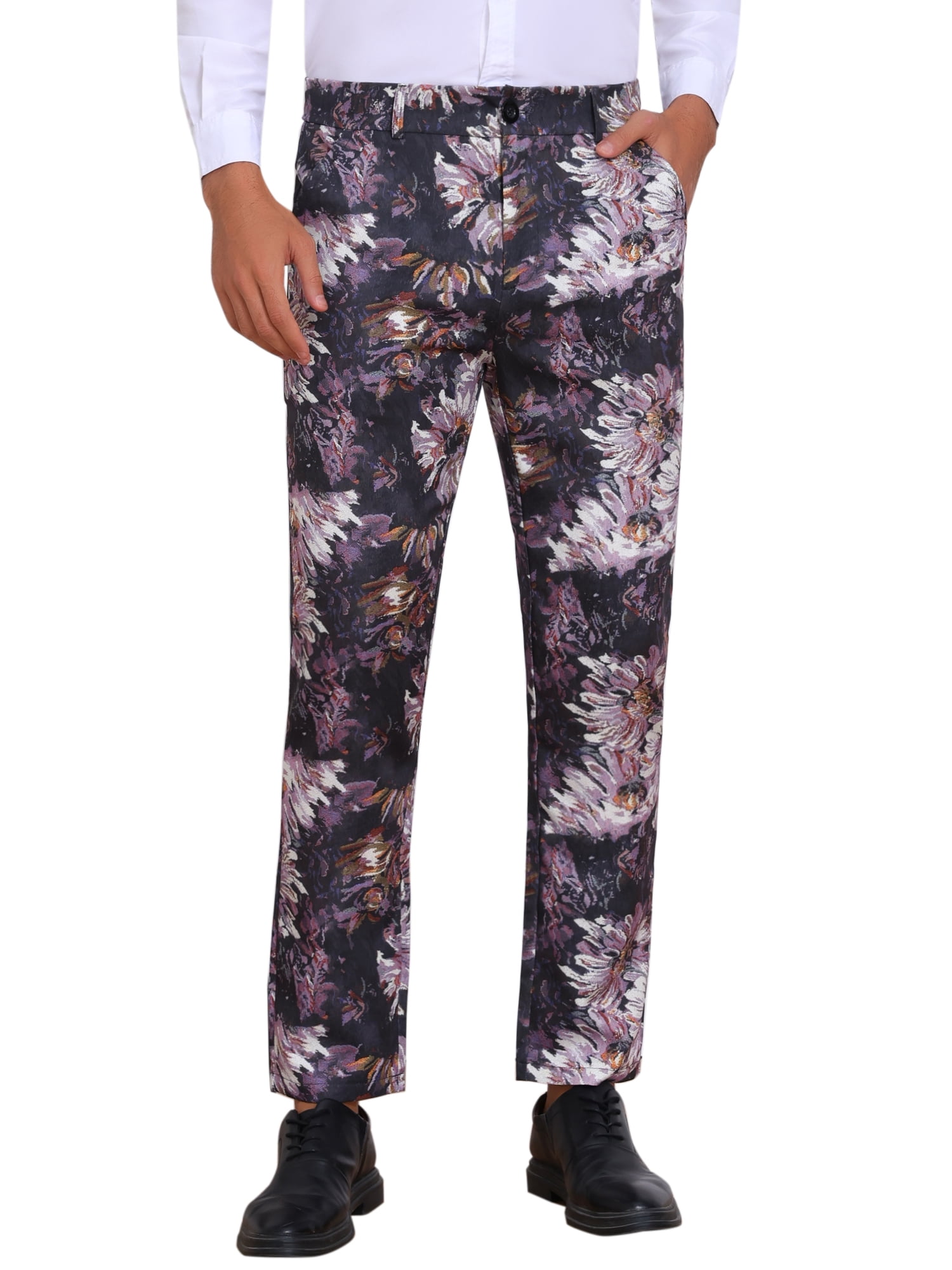 INSPIRE CHIC Floral Pants for Men's Pattern Trousers Straight Leg