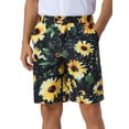 thumbnail image 1 of INSPIRE CHIC Floral Printed Shorts for Men's Flat Front Button Down Zipper Business Flower Pattern Shorts 30 Black, 1 of 5