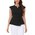 thumbnail image 1 of INSPIRE CHIC Twist Tops for Women's Notched Neck Cap Sleeve Casual Work Shirts XL Black, 1 of 6