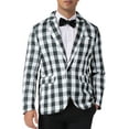 thumbnail image 1 of INSPIRE CHIC Men's Suit Gingham Plaid Single Breasted Regular Fit Notched Lapel Blazer M Black White, 1 of 5