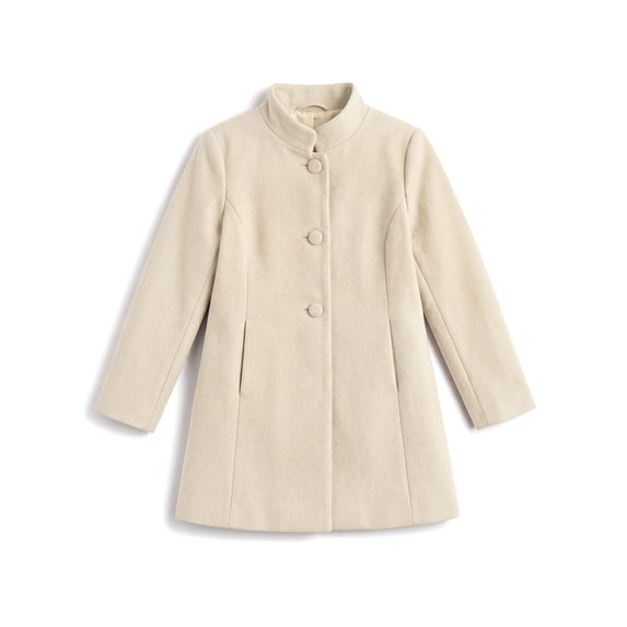 INSPIRE CHIC Halloween Girls Winter Pea Coat Long Sleeve Stand Collar Dress Coat with Slant Pockets Warm Single-Breasted Outerwear for School & Parties 5-6 Years Beige