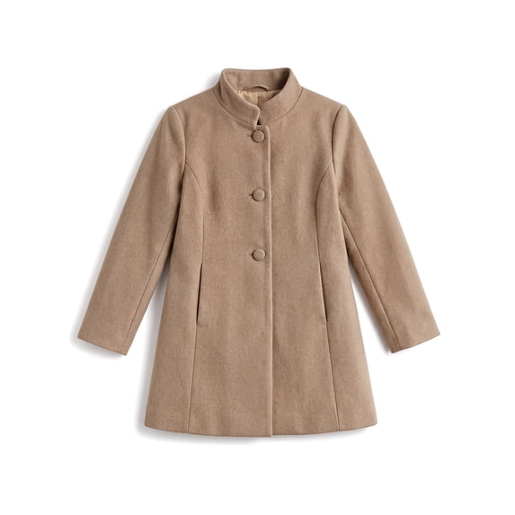 INSPIRE CHIC Halloween Girls Winter Pea Coat Long Sleeve Stand Collar Dress Coat with Slant Pockets Warm Single-Breasted Outerwear for School & Parties 5-6 Years Khaki