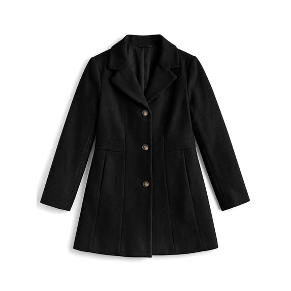 INSPIRE CHIC Girls' Halloween Winter Pea Coat Notch Lapel Thick-Lined Long Sleeve Outerwear Jacket for School & Casual Wear 5-6 Years Black