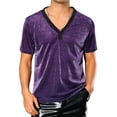 thumbnail image 1 of INSPIRE CHIC Glitter Sheer T-Shirt for Men's Shiny Tee V-Neck Short Sleeve Party See Through t Shirts XL Purple, 1 of 5