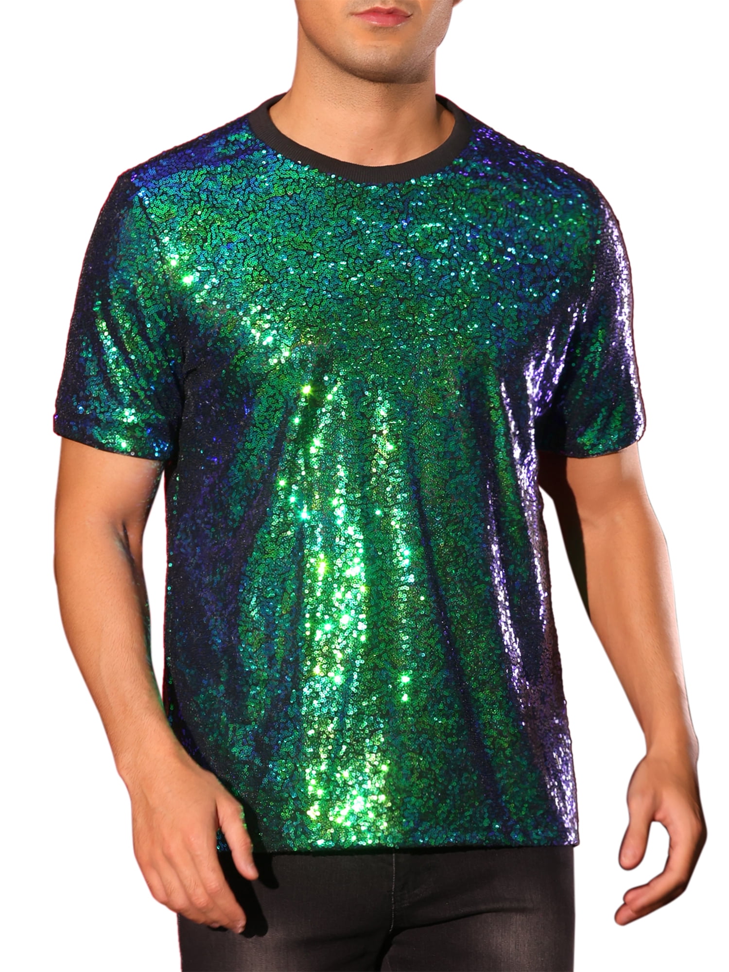 トップス Batlogue Glitter Tshirt INSPIRE CHIC Glitter T-Shirt for Men's Sequin Tee Tops Short