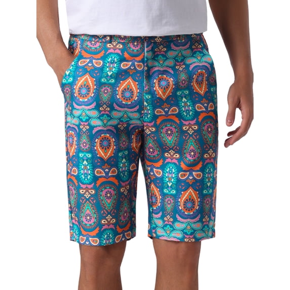 INSPIRE CHIC Graphic Printed Shorts for Mens Summer Retro Flat Front Boho Floral Shorts 32 Blue