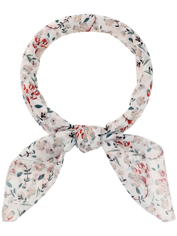 Halloween Floral Chiffon Scarves Square Skinny Long Neck Scarf Neckerchief Square-White 70x70cm