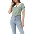 thumbnail image 1 of INSPIRE CHIC Halloween Peter Pan Collar Blouse for Women's Button Decor Vintage Tweed Top Shirt XL Green, 1 of 6