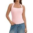 thumbnail image 1 of INSPIRE CHIC Halter Tops for Women Sleeveless Tank Top Square Neck Summer Going Out Tops with Side Slits M Pink, 1 of 5