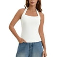 thumbnail image 1 of INSPIRE CHIC Halter Tops for Women Sleeveless Tank Top Square Neck Summer Going Out Tops with Side Slits XL White, 1 of 4
