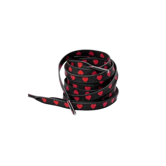 INSPIRE CHIC Heart Printed Colored Shoelaces Flat Shoe Laces Strings for Sneakers Athletic Sport Boots 1 Pair Black-Red Heart 140cm/55.1"