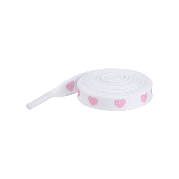 INSPIRE CHIC Heart Printed Colored Shoelaces Flat Shoe Laces Strings for Sneakers Athletic Sport Boots 1 Pair White-Pink Heart 100cm/39.4"