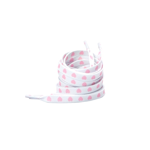 INSPIRE CHIC Heart Printed Colored Shoelaces Flat Shoe Laces Strings for Sneakers Athletic Sport Boots 1 Pair White-Pink Heart 120cm/47.2"