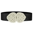 thumbnail image 1 of INSPIRE CHIC Heart Shape Design Faux Pearl Rhinestone Decor Waist Belts for Women One Size Black, 1 of 4
