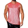 thumbnail image 1 of INSPIRE CHIC Holographic Tank Top for Men's Shiny Sleeveless T-Shirt Disco Party Metallic Vest M Red Silver, 1 of 6