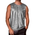 thumbnail image 1 of INSPIRE CHIC Holographic Tank Top for Men's Shiny Sleeveless T-Shirt Disco Party Metallic Vest XL Black Silver, 1 of 6