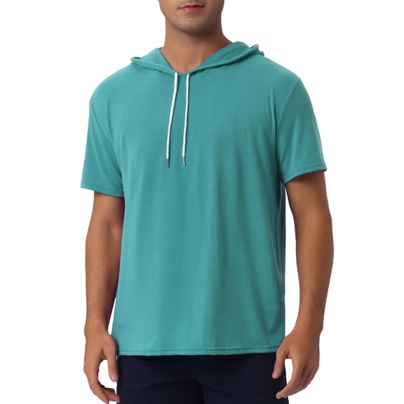 INSPIRE CHIC Hoodie t Shirt for Men's Hoodies Short Sleeve Athletic Workout Pullover Drawstring Hooded T-Shirts XL Dark Green