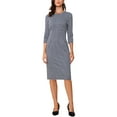 thumbnail image 1 of INSPIRE CHIC Houndstooth Dress for Women's 3/4 Sleeve Elegant Cinched Waist Bodycon Dress L Grey, 1 of 6