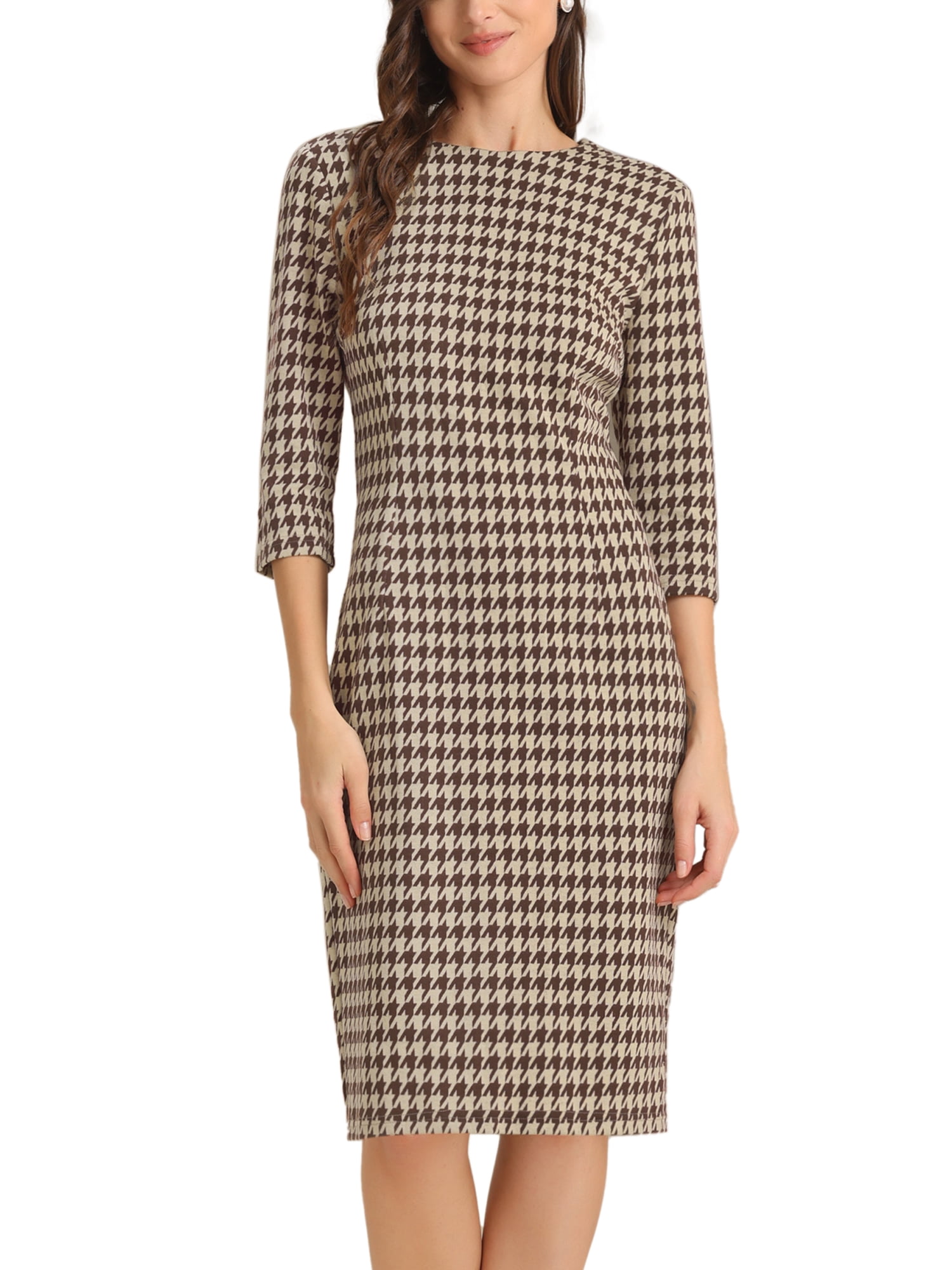 brown cinched dress Ella Cinched Waist Midi Dress