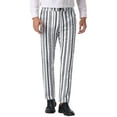 thumbnail image 1 of INSPIRE CHIC Irregular Pattern Pants for Men's Flat Front Prom Color Block Stripe Pants 28 White, 1 of 6