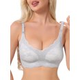 thumbnail image 1 of INSPIRE CHIC Lace Nursing Bra for Women Front Open Maternity Wireless Fixed Padded Full Coverage Breastfeeding Lingerie 2XL Gray, 1 of 5