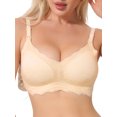 thumbnail image 1 of INSPIRE CHIC Lace Nursing Bra for Women Front Open Maternity Wireless Fixed Padded Full Coverage Breastfeeding Lingerie 3XL Light Yellow, 1 of 5